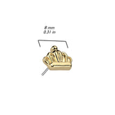 Pair of Implant Grade Titanium Rose Gold PVD Large Crown Push In Earrings With Flat Back